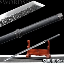 Spring Steel Straight Blade Ninja Sword Chinese Tang Dao Pu Leather Covered 