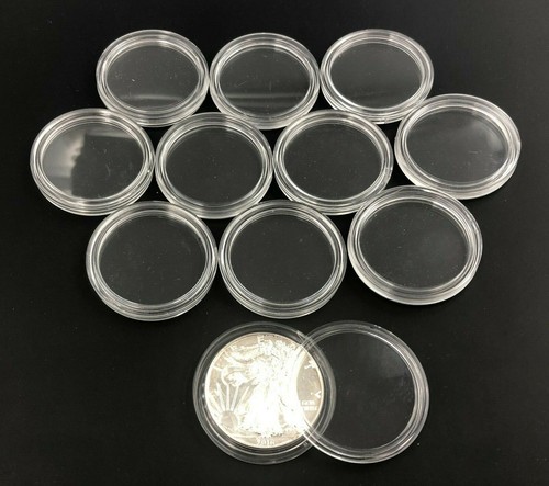 (12)x US American Silver Eagle Clear 40.6 MM Acrylic Storage Holders Capsules 