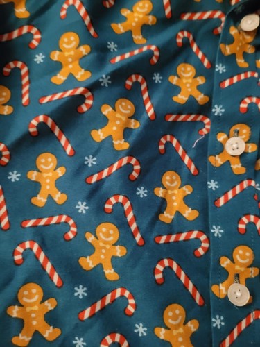 Camicia uomo Simon Banks taglia small natalizia pan di zenzero uomo candy canes bottoni - Foto 3 di 5
