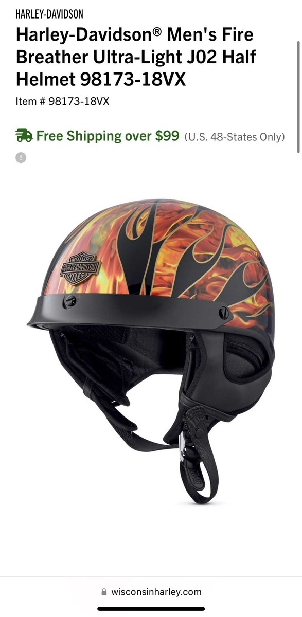 Harley-Davidson Men's Fire Breather Ultra-Light J02 Half Harley-Davidson Men's Fire Breather Ultra-Light J02 Half