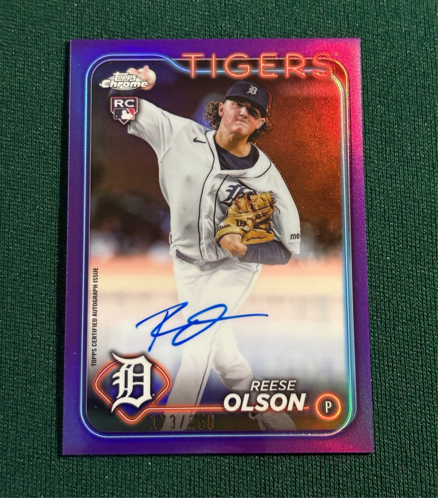 2024 Topps Chrome Reese Olson RC #RA-RO Rookie Autograph Purple Refractor  /250