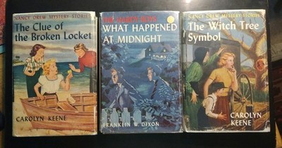3 Books: (1956-61) Nancy Drew/Hardy Boys...Witch Tree...Broken Locket...Midnight