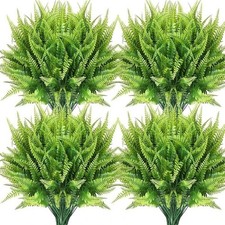 4 Bundles Artificial Plants Faux Boston Fern Bush Faux Shrub Greenery UV Resista