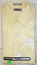Vintage NEW Pierre Cardin Men  s Shirt Yellow Button Up 15.5 32/33 Pocket Logo