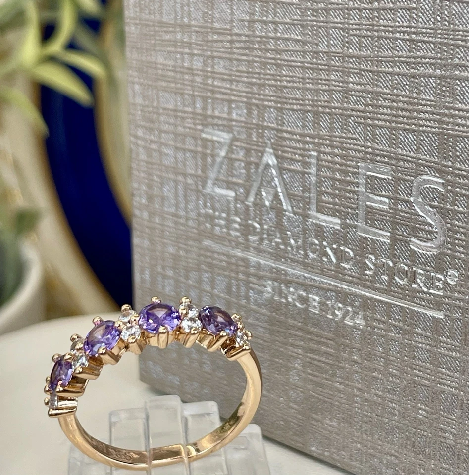 Anillo de oro rosa macizo de 14k, amatista y zafiro ZALES 1,30ct. Precio de venta sugerido por el fabricante $530 Foto 2 de 4