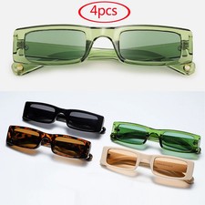 Square Narrow Frame Sunglasses UV400 Lens Unisex Classic Driving Glasses 4 Pcs