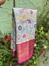 Banarasi Tissue Crush Meenakari Weaving Silk Saree Running Blouse Party Wedding