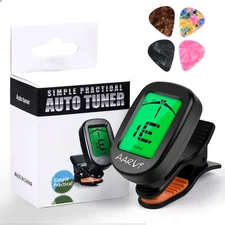 AARVI Clip On Guitar Tuner for All Instruments, A-tuner, Black 