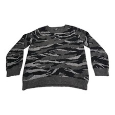 Barefoot Dreams CozyChic Pullover Sweater Sz Large Seaside Black Grey Camo
