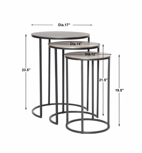 Erik - 23.7 inch Metal Nesting Tables (Set of 3) Accent Furniture Uttermost - Picture 5 of 9