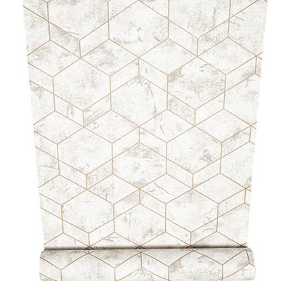 Silber Grau Metallic Tapete Strukturiert Gold 3D Geometrisch Würfel Muster Vinyl