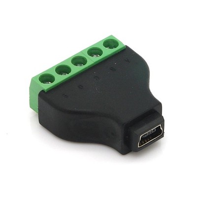 Adapter, 5 Pin Terminalblock - Mini USB 2.0 Typ B Buchse Schraubmontage