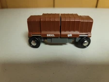 BRIO World Wooden Railway Brown Boxcar with Sliding Doors Very Good Condition