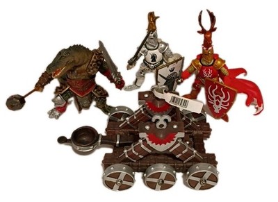 Papo Mutant Warrior LOT Of 4 Pieces Crocodile Man + Catapult Base & 2 Warriors