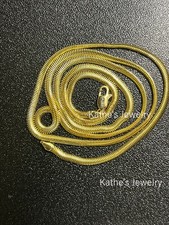 14K Solid Yellow Gold Flat Snake Chain Necklace 24"---2.6mm