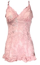Vtg 2004 Victoria's Secret S Babydoll Chemise Slip Pink Rose Lace Y2K