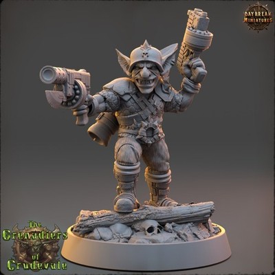 Male Goblin Gunner, Grenadier | 32mm Scale Unpainted Miniature D&D, TTRPGs