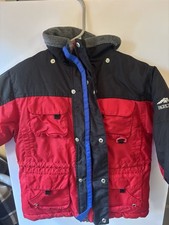 Pacific Trail Kids Puffer Winter Jacket Red Black Hooded Size L 4T Insulated Via
