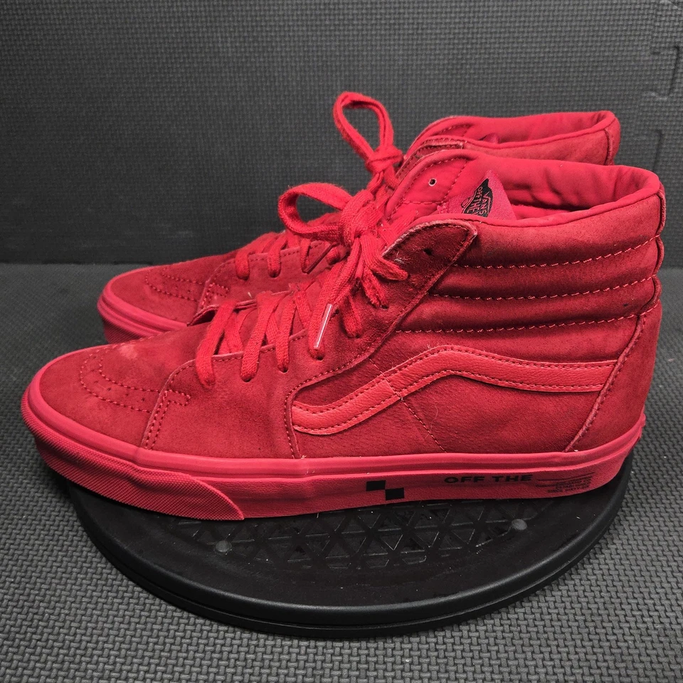 Vans Sk8-Hi Shoes Mens Size 10.5 Red Suede High Top Skate Sneakers Casual - Image 4 of 4