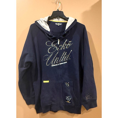 Vitg Ecko Unltd Full Zip Hoodie Mens Black Size XL Oversized Brass Studded Logo