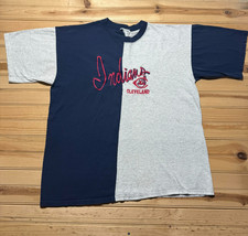 Vintage 90s Cleveland Indians MLB Chief Wahoo Embroidered Colorblock T-Shirt XL