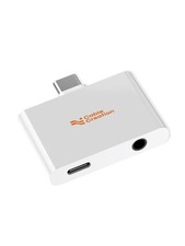 CableCreation USB C to Audio and Fast Charger Adapter PD 100W, 2 in 1 White
