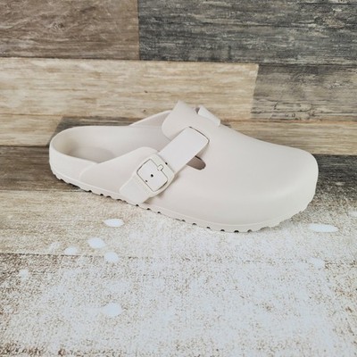Birkenstock Boston EVA Womens Clog Sz 9 Egg Shell Leather Waterproof Slip On