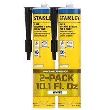 Stanley S422 Kitchen&Bath Tub&Tile Silicone Sealant AcetoxyCure 10.1oz 2Pk White