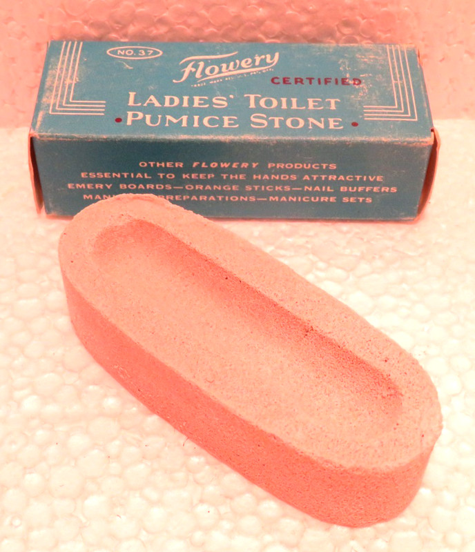 NOS Vintage Flowery Ladies Toilet Certified Pumice Stone in Box