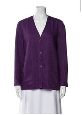 Christian Dior Authentic Solid Purple Long Sleeve Blazer Jacket 8 Medium