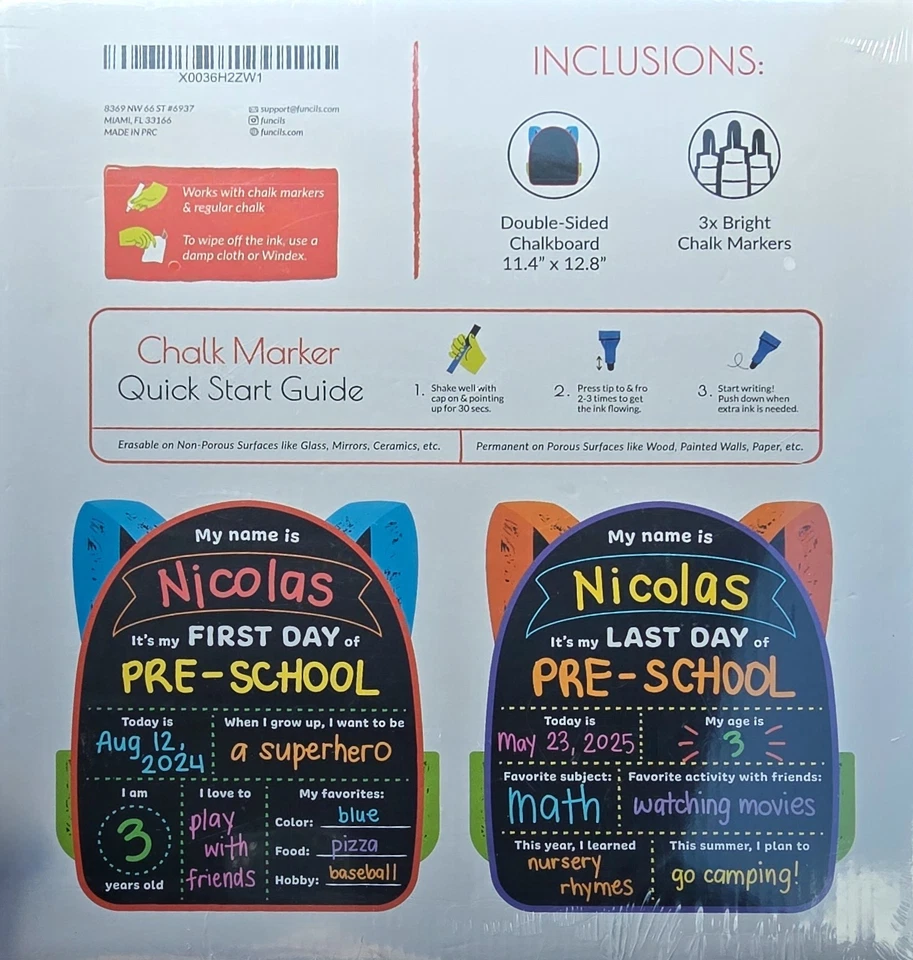 Funcils Double-Sided Chalkboard for First Day & Last Day of School - Image 2 of 2