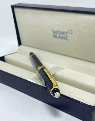 Nice Montbanc Meisturstuck Black & Body + Golden Clip Ballpoint Pen l Black Ink