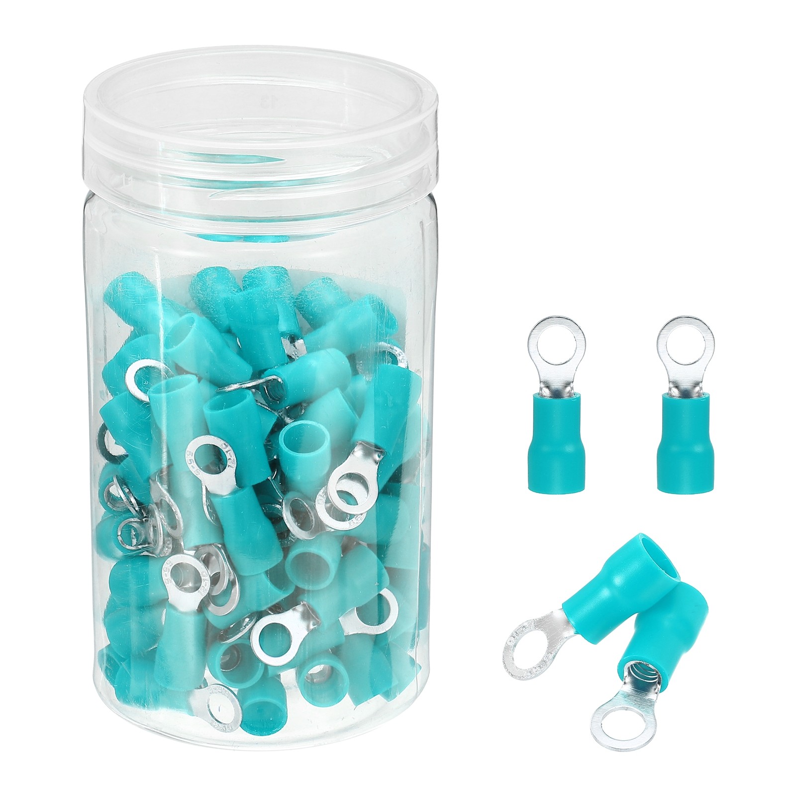 100Pcs Insulated Ring Terminal RV5.5-5 12-10AWG Battery Connectors, Green
