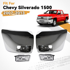 Bumper End Cap Chrome W Fog Light For 2007-2013 Chevy Silverado 1500 Pairlhrh