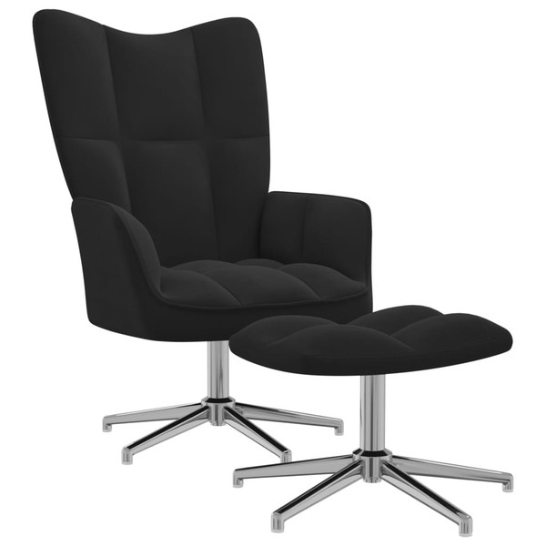 Drehsessel Drehstuhl Relaxsessel Sessel BüRostuhl Mit Hocker Schwarz Samt-image