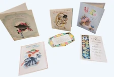 7 Vintage Used Greeting Cards Assorted Lot Graduation Sympathy Friendship Religi