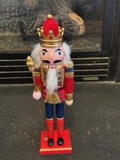 Red King Wooden Nutcracker With Velvet Accents. Brand New 2025.