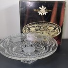 Anna Hutte White Rose Pedestal Cake Stand Imperlux Lead Crystal Vintage with Box