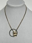 Anne Marie Chagnon Mixed Metal Pendant Necklace Gold Tone Industrial Modernist — photo 7