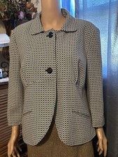 Worthington Blazer 3/4 Sleeve Black/white L-XL No Size Tag See The Pic Lined