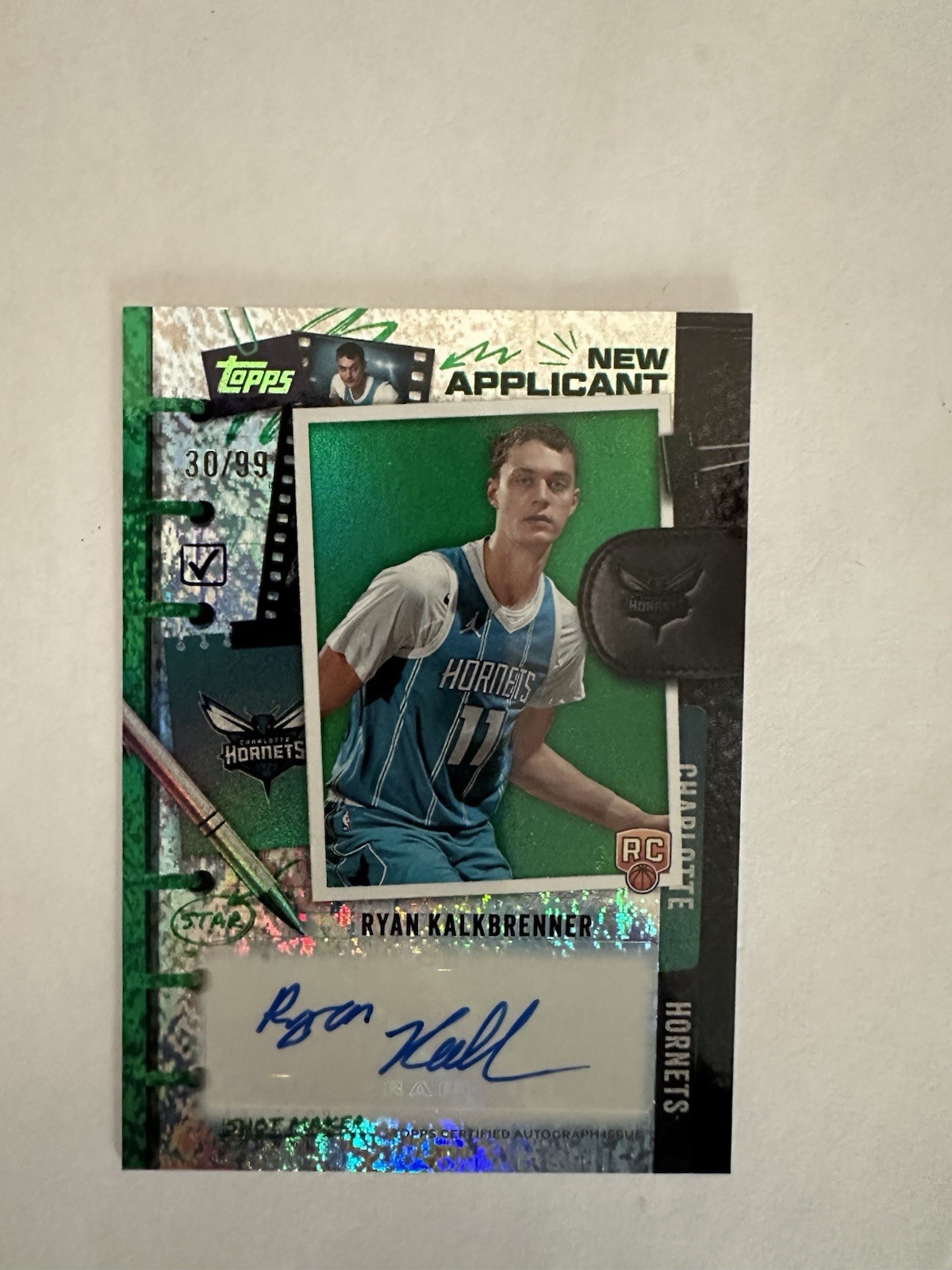 2025-26 Topps Basketball Ryan Kalkbrenner RC Auto /99 New Applicant Green