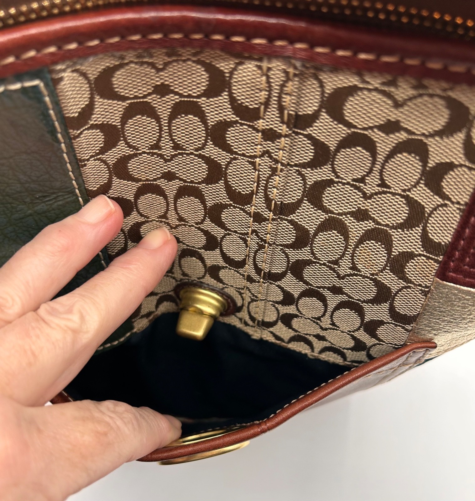 Auth COACH Patchwork Bleecker Legacy Leather Duff… - image 6