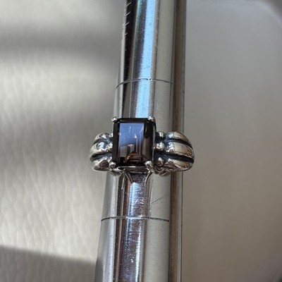 1980 Vintage Sterling Silver 925 Smokey Quartz Ring Avon Company Sz 6.25 EUC