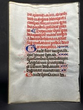 c1350 Medieval Breviary Original Illuninated Manuscript Vellum Leaf Antique