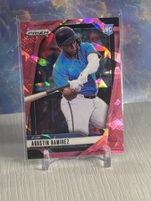 2025 Panini Prizm Baseball Agustin Ramirez #34 Pink Cracked Ice Miami Marlins