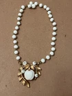 Vintage Signed Crown Trifari Milk Glass Apple Necklace Alfred Philippe