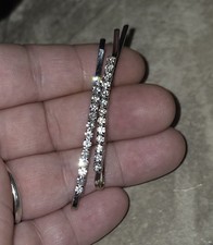 Pair of Elegant Silver Crystal Hair Clips / Bobby Pins BNIB