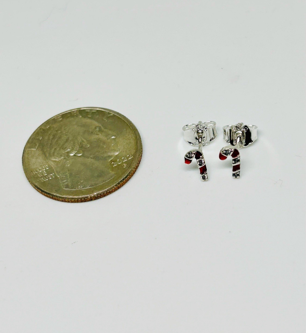 New Pandora Sparkling Red Candy Cane Stud Earrings 292996C01