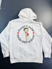 Betty Boop Hoodie Pullover Women's Sz Medium White Classy  Sassy Cartoon Retro