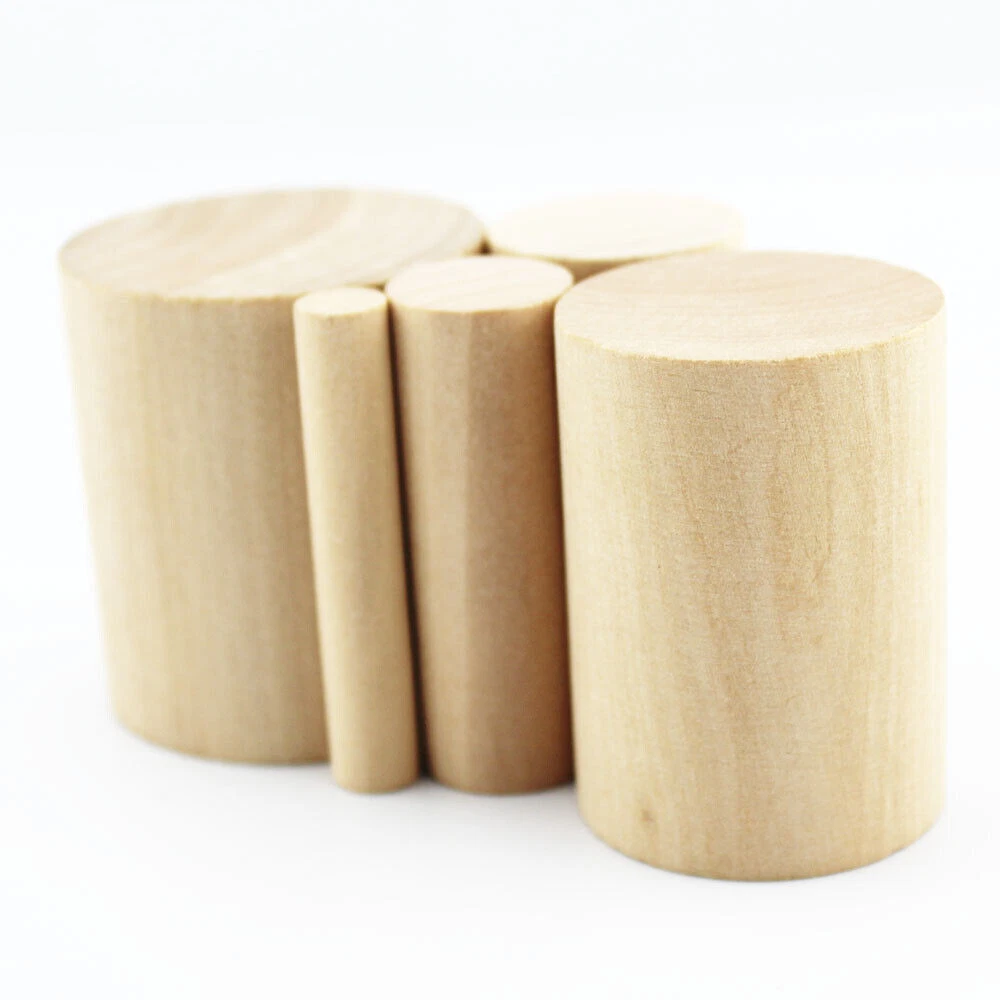 Natural Round Wooden Cylinder Blocks Toy Craft Supplies 30 40 50mm Diameter